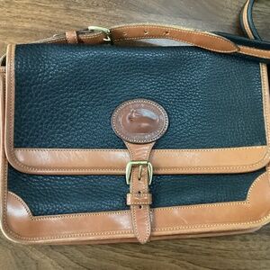 Black and Tan Vintage Dooney & Bourke All Weather Leather Surrey Bag